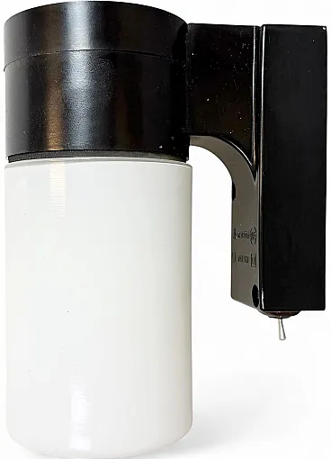 Industrial Brown Bakelite Wall Light with Milk Glass, 1960s