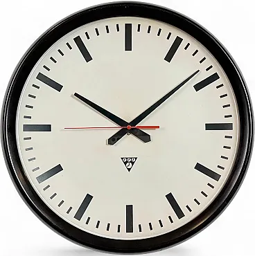 Large Industrial Bakelite Factory Wall Clock from Pragotron, 1950s