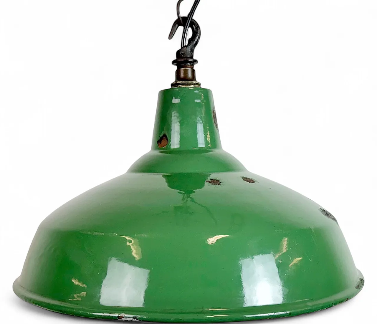Industrial British Green Enamel Factory Pendant Lamp, 1960s 18