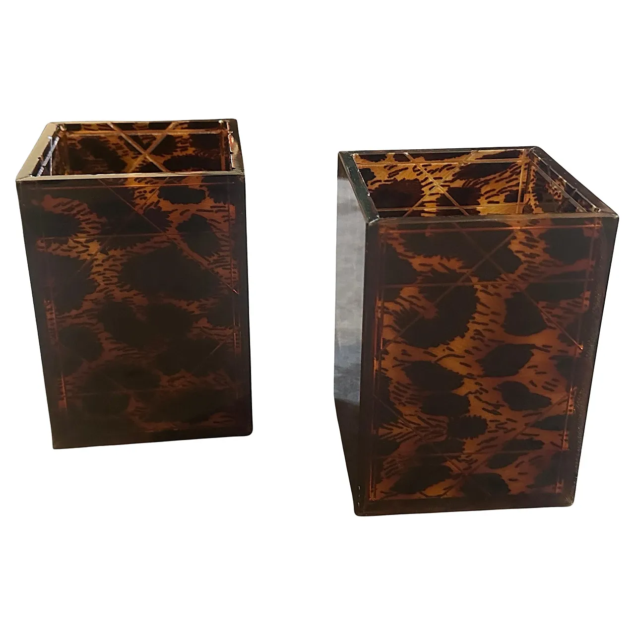 Mid-Century Modern faux leopard lucite containers by Dior Home, 1980s 2