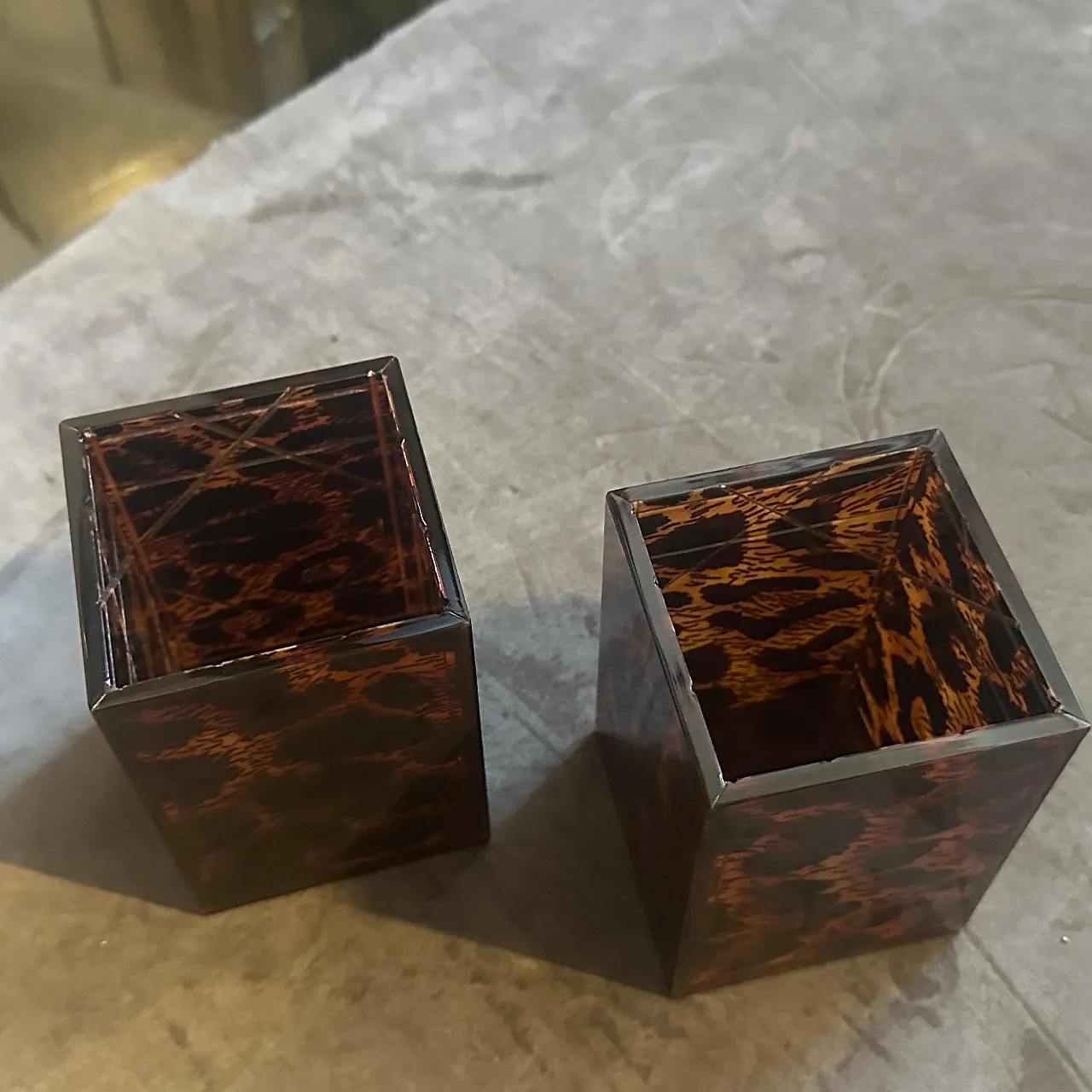 Mid-Century Modern faux leopard lucite containers by Dior Home, 1980s 4