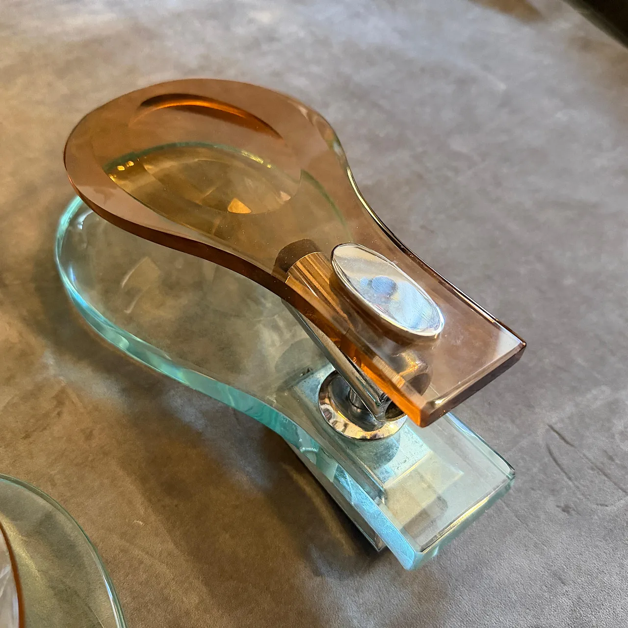 Space Age brown and green heavy glass wall sconces by Veca, 1960s 7