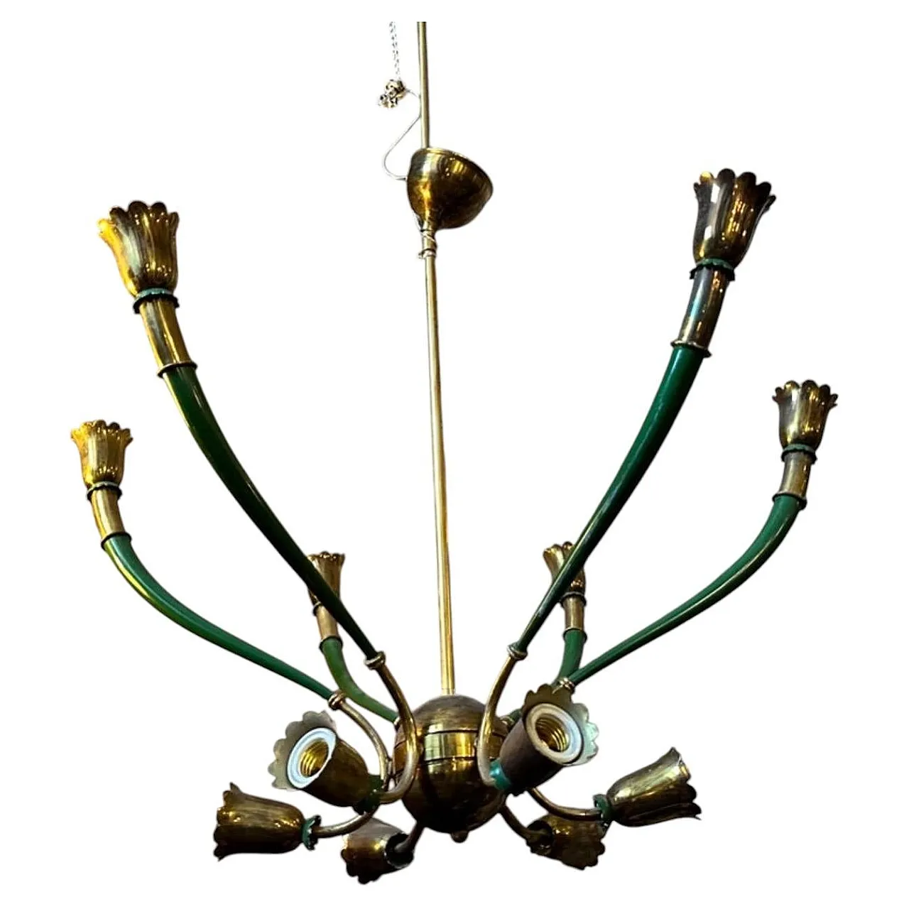 Mid-Century Modern painted metal and brass chandelier, 1960s 1