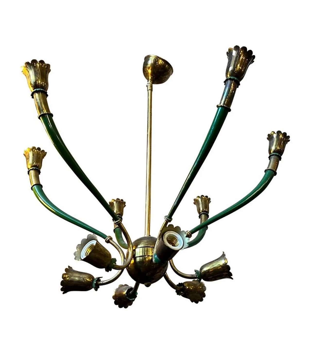 Mid-Century Modern painted metal and brass chandelier, 1960s 2