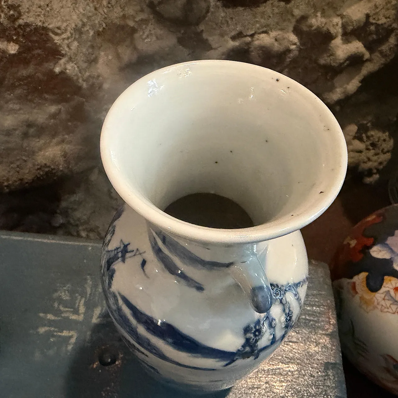 Vaso cinese in ceramica blu e bianca, '900 4