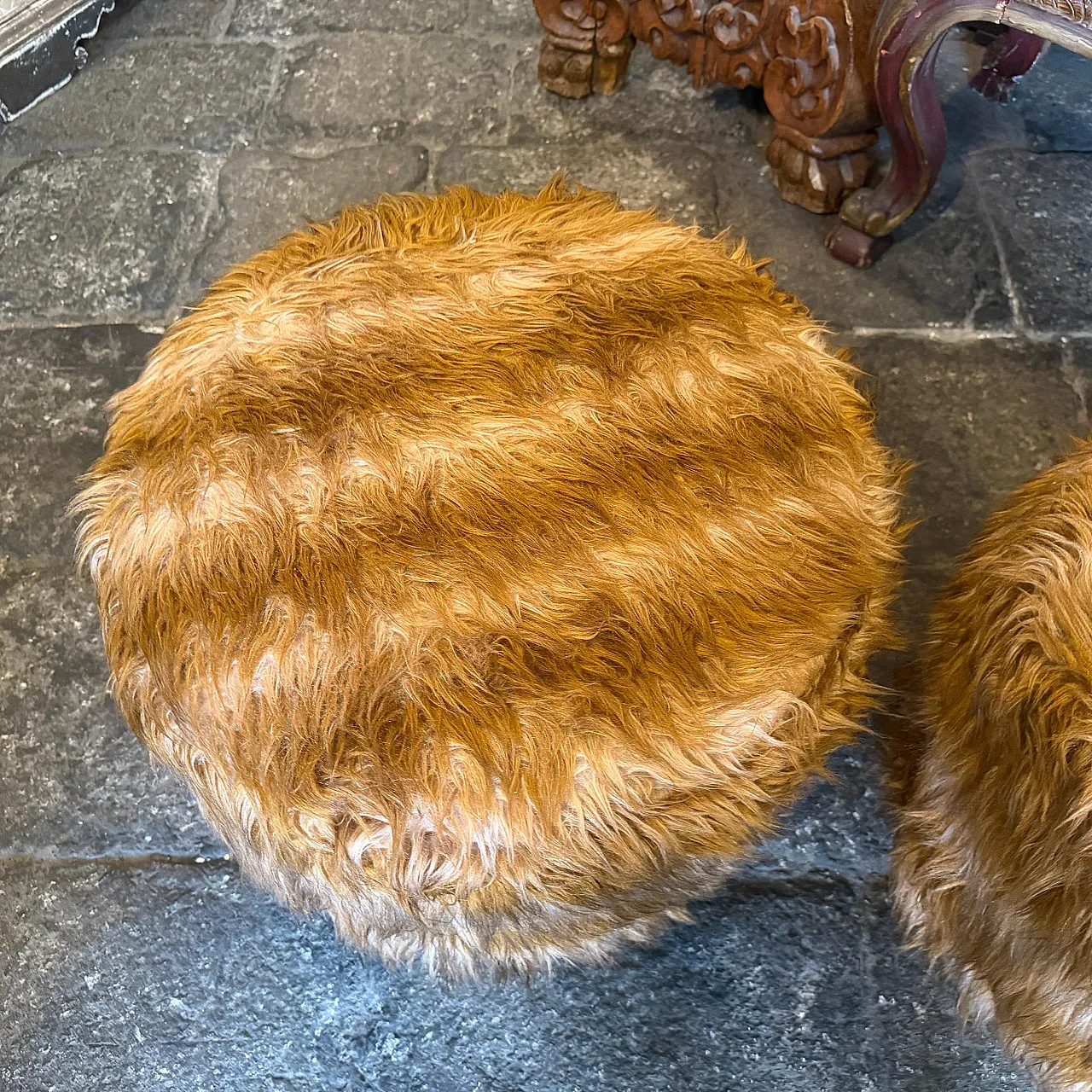 Mid-Century Modern pair of poufs Him and Her, 1970s 5