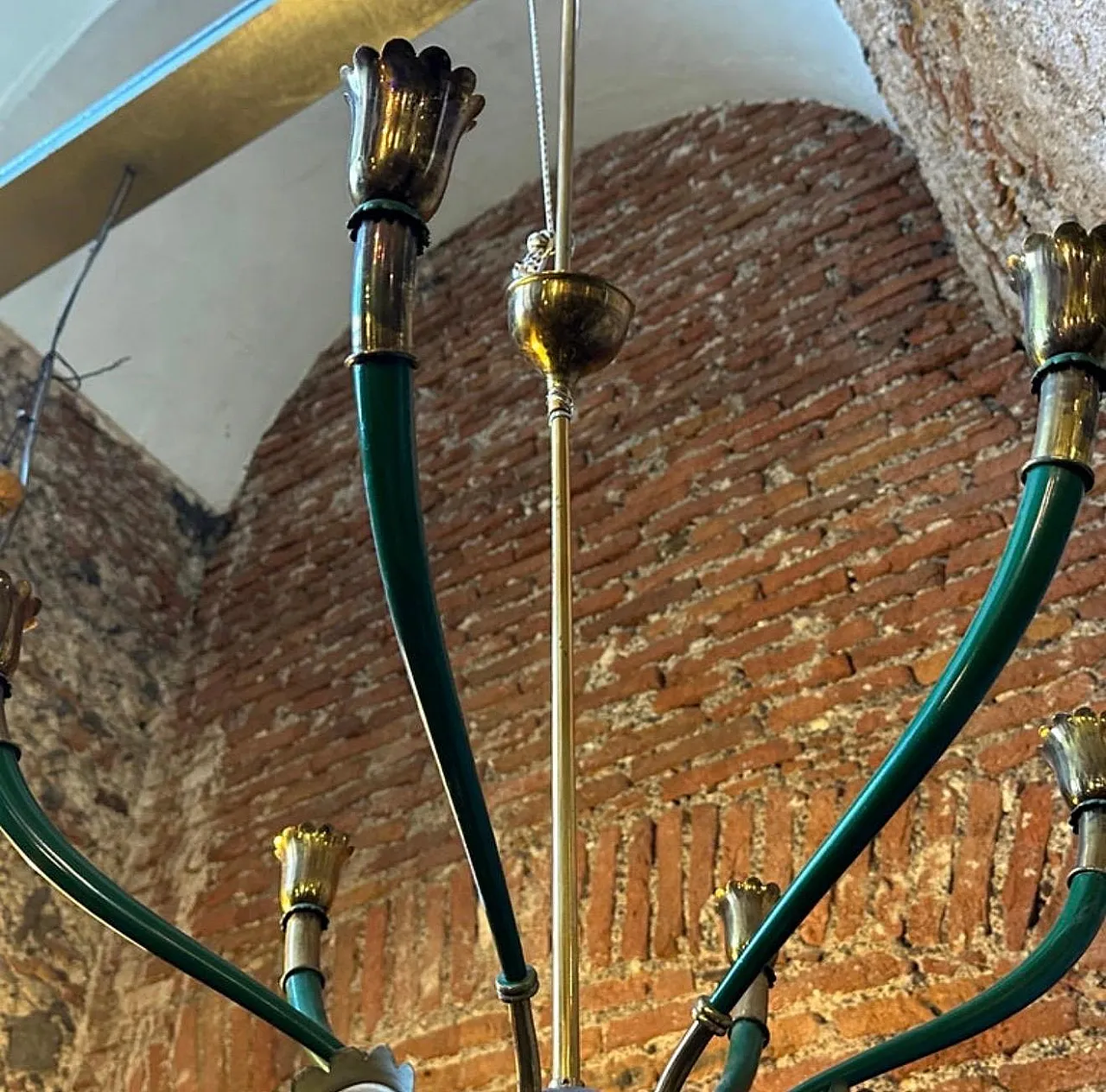 Mid-Century Modern painted metal and brass chandelier, 1960s 8