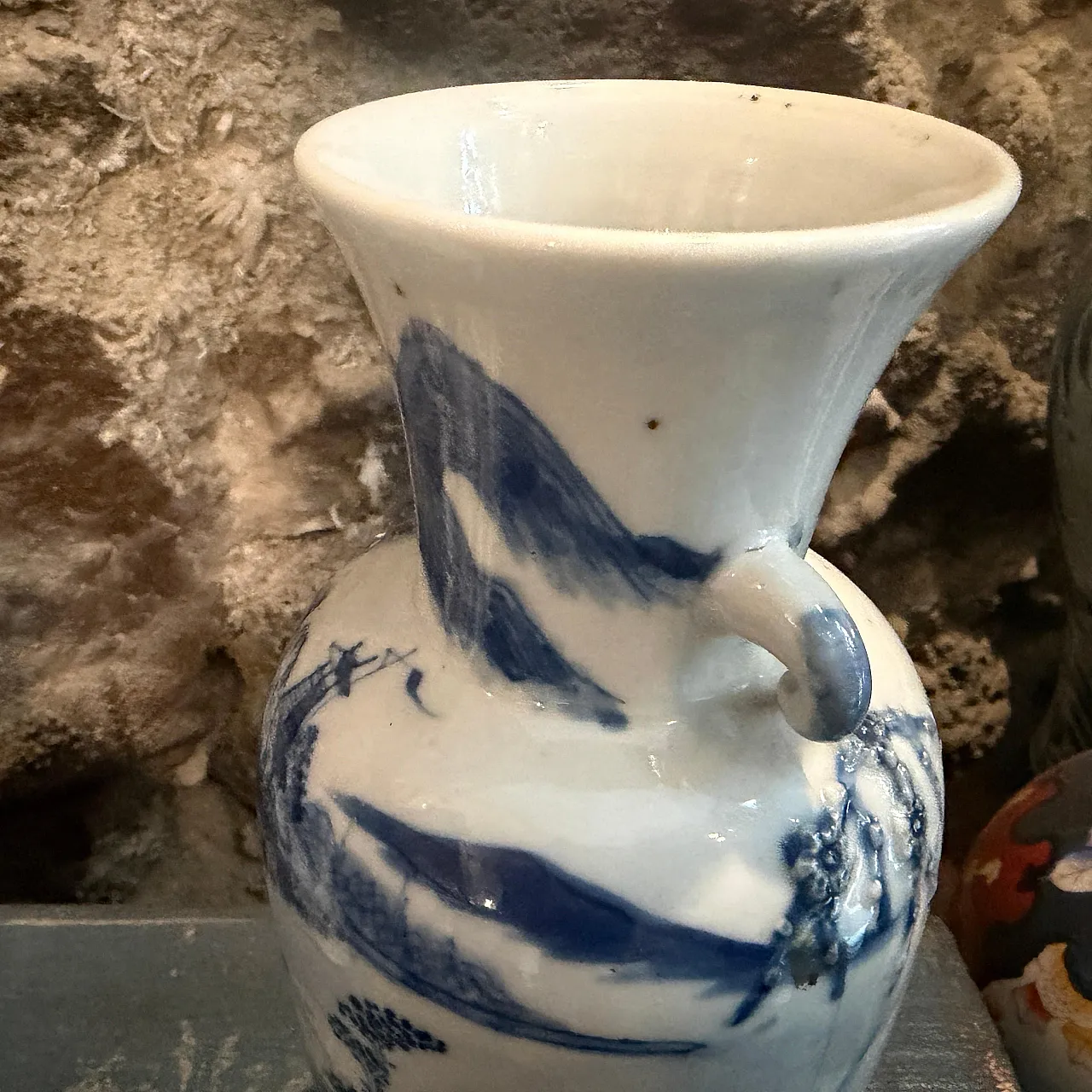 Vaso cinese in ceramica blu e bianca, '900 7
