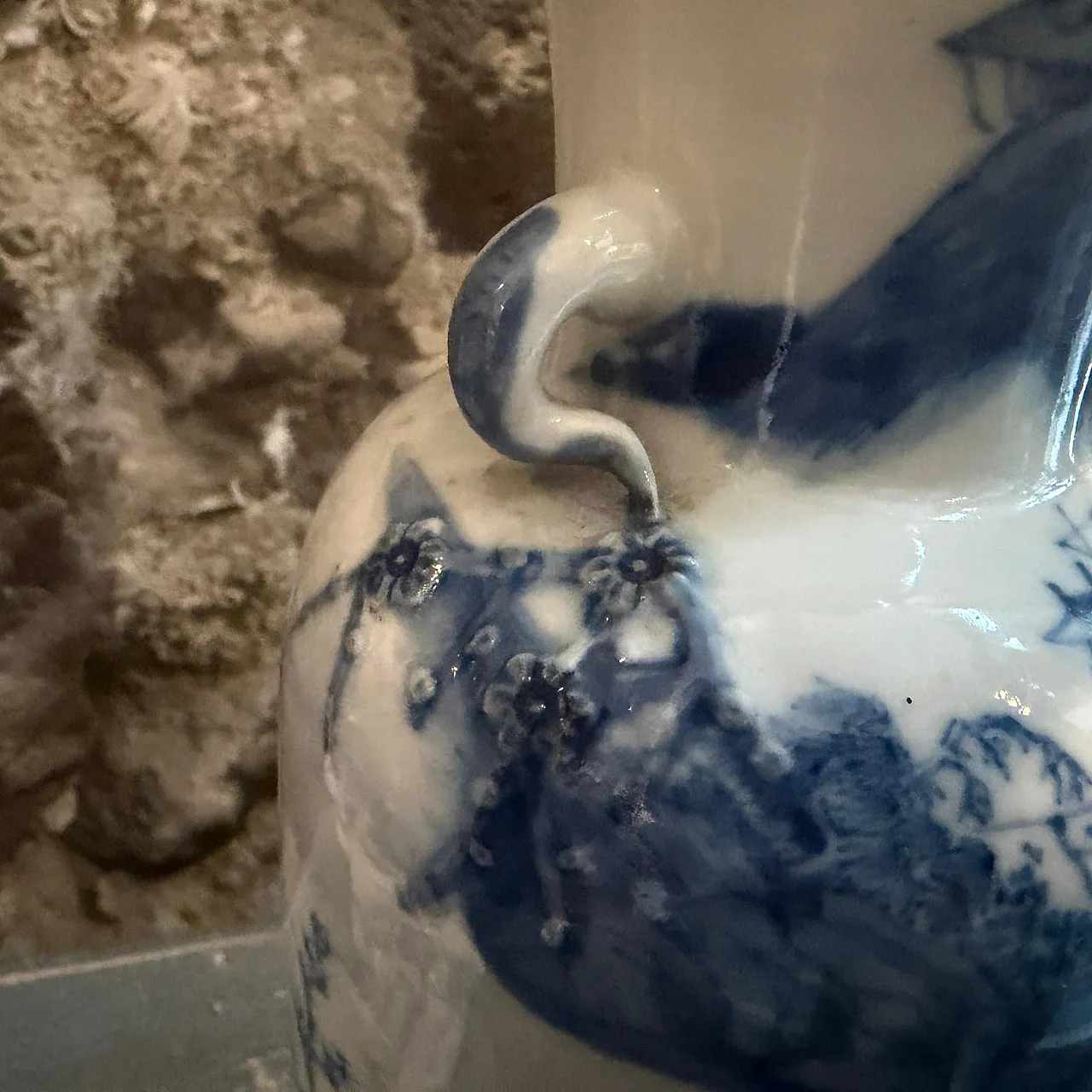 Vaso cinese in ceramica blu e bianca, '900 8