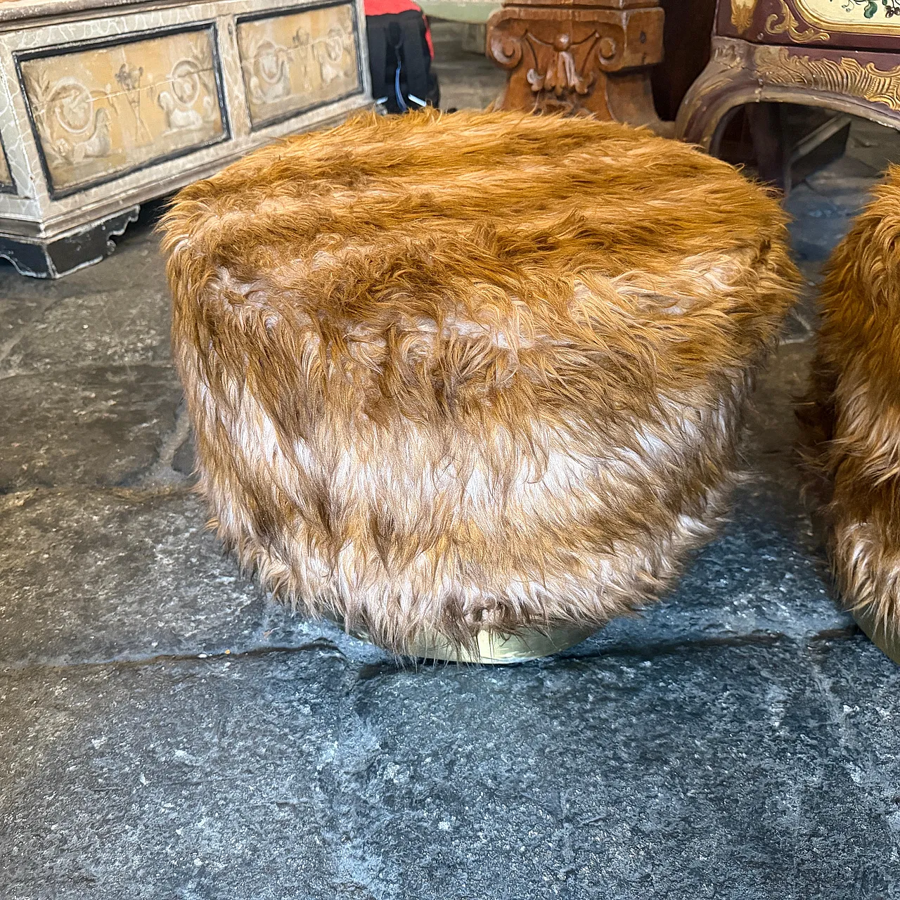 Mid-Century Modern pair of poufs Him and Her, 1970s 6