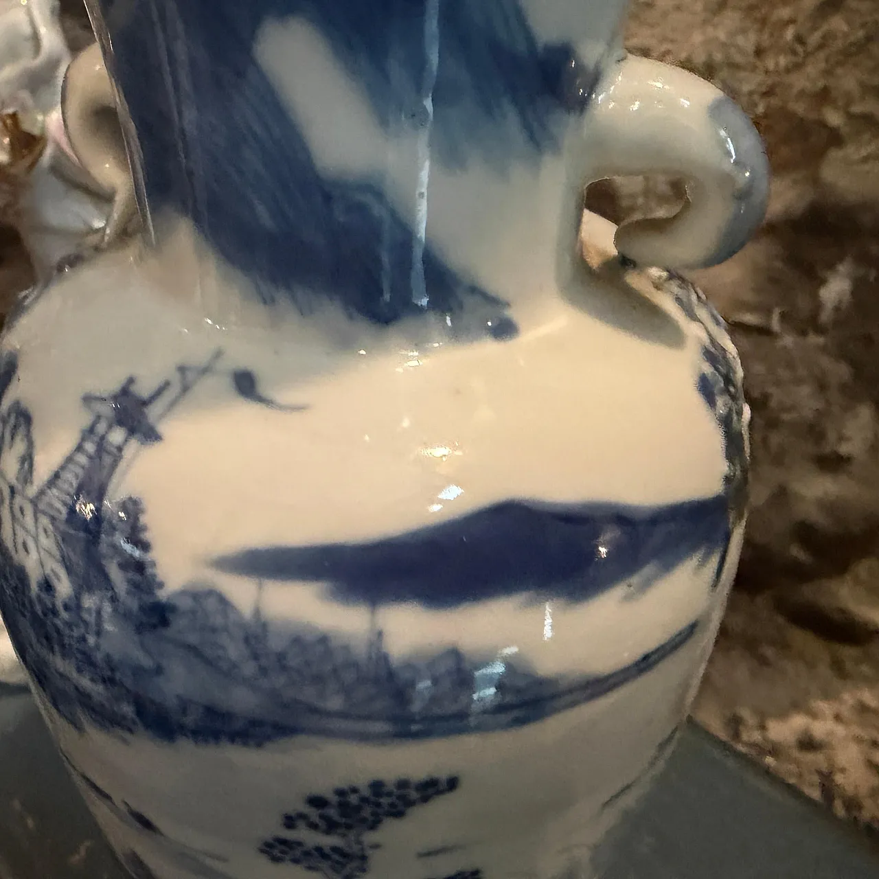 Vaso cinese in ceramica blu e bianca, '900 11