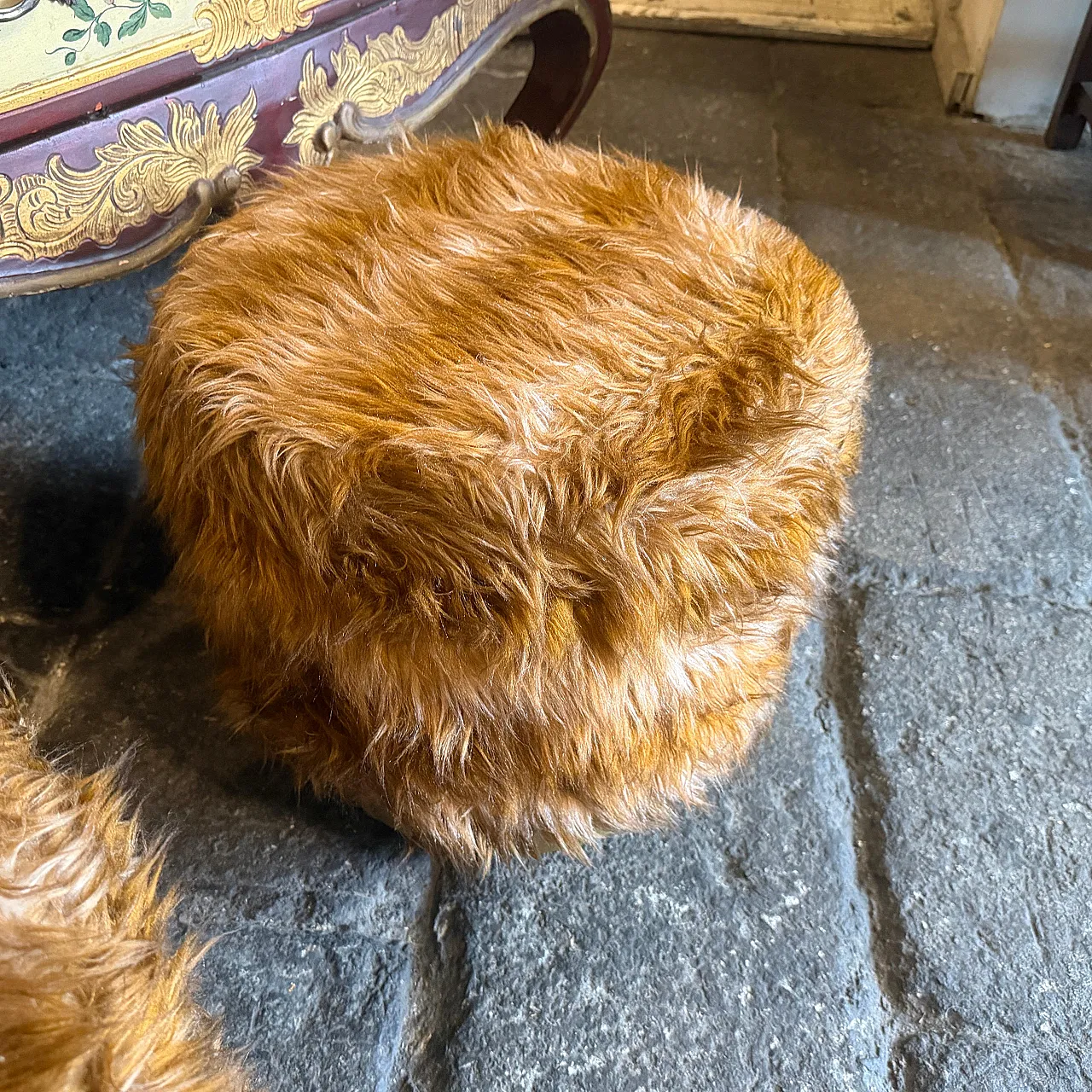 Mid-Century Modern pair of poufs Him and Her, 1970s 14