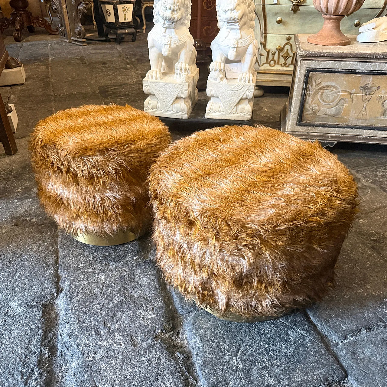 Mid-Century Modern pair of poufs Him and Her, 1970s 15