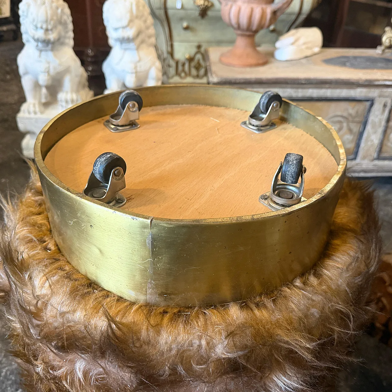 Mid-Century Modern pair of poufs Him and Her, 1970s 17