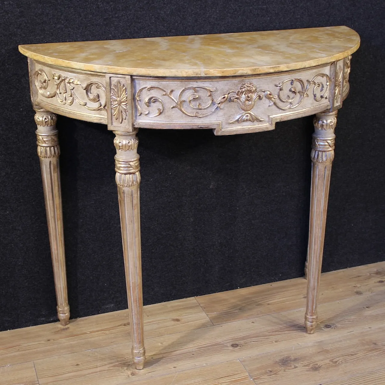 Louis XVI style lacquered cerved console, 20th century 1