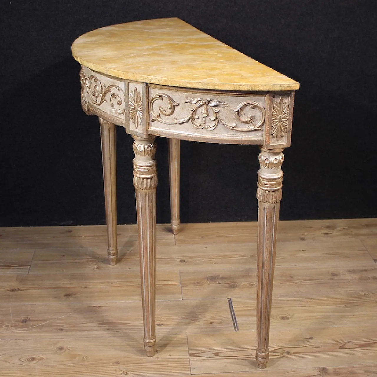 Louis XVI style lacquered cerved console, 20th century 8