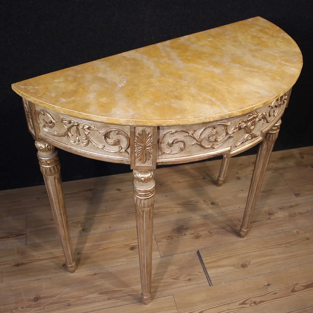 Louis XVI style lacquered cerved console, 20th century 10