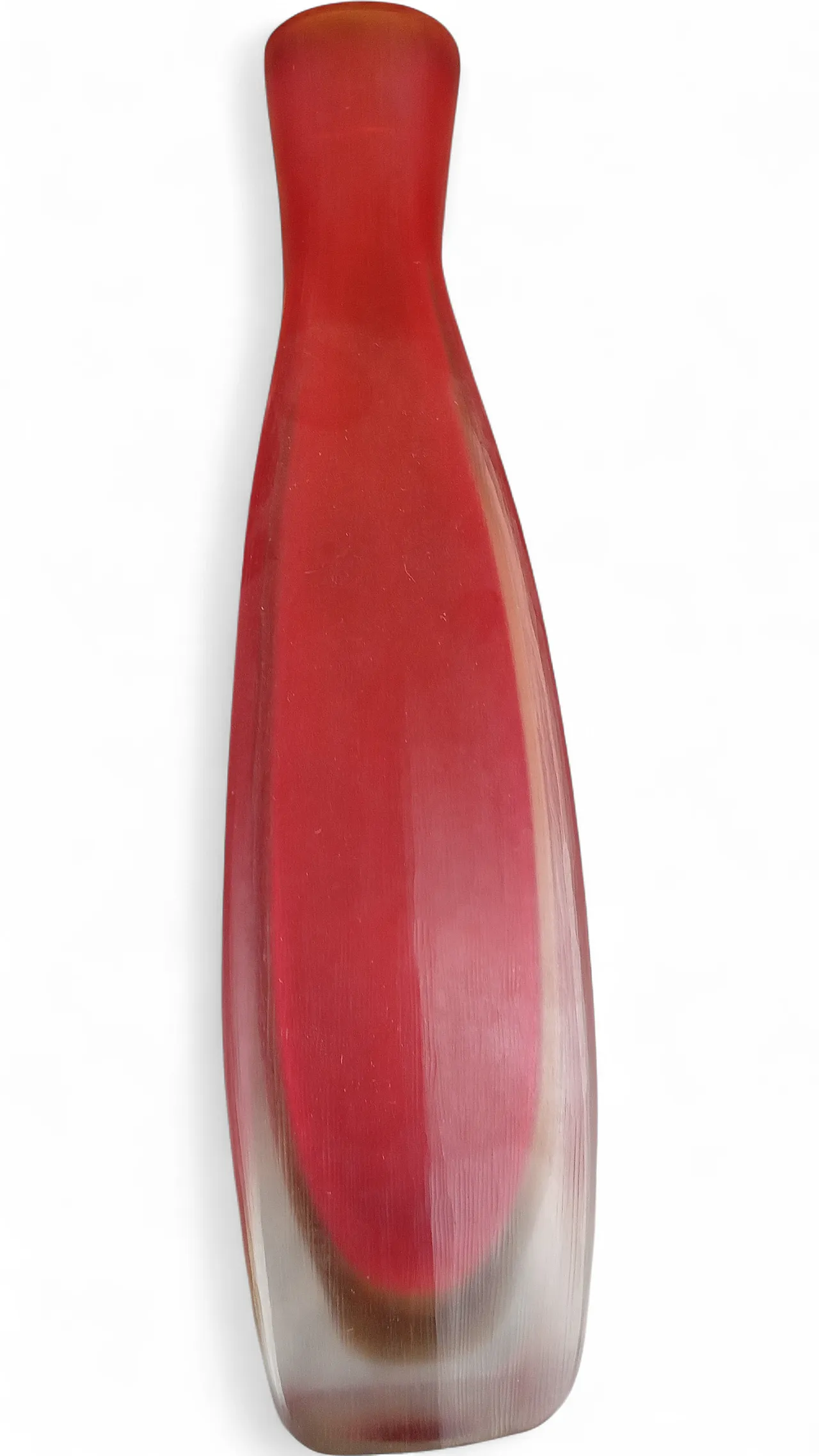 Red Frosted Glass Vase, 50s 5
