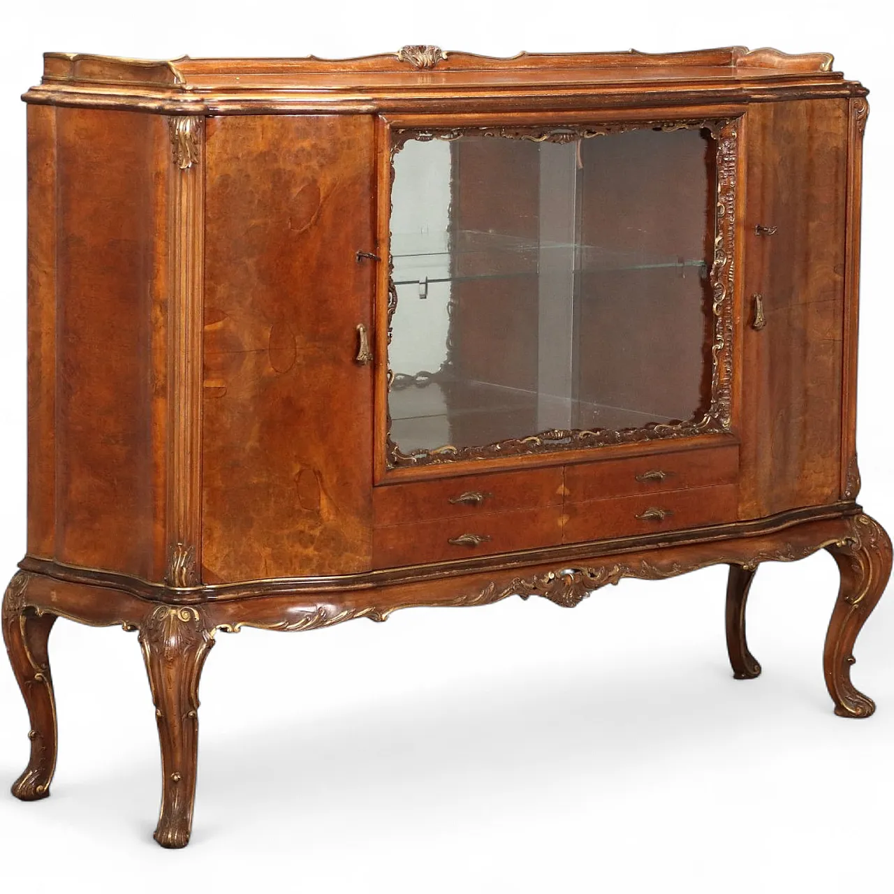 Credenza in stile Chippendale in noce e radica, primo '900 11