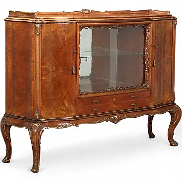 Credenza in stile Chippendale in noce e radica, primo '900