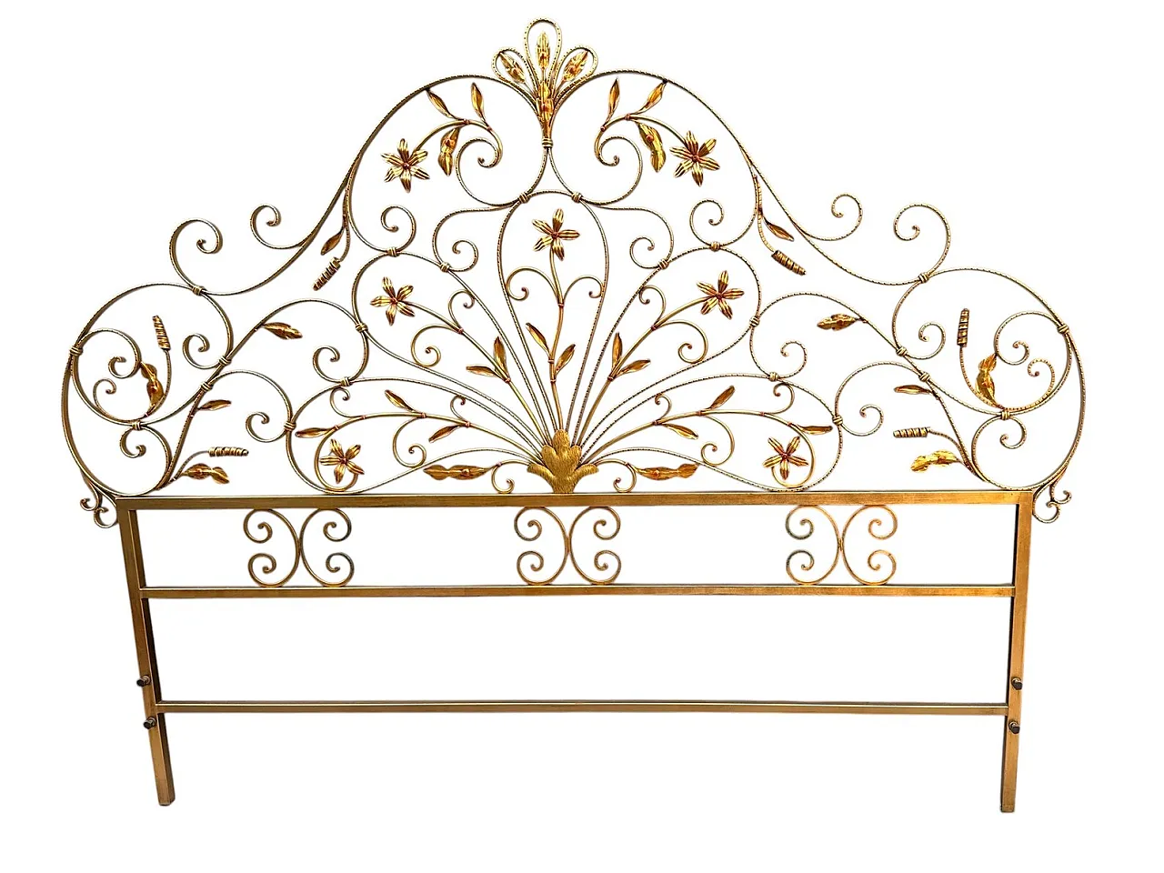 Golden wrought iron double bed, 1950s 1