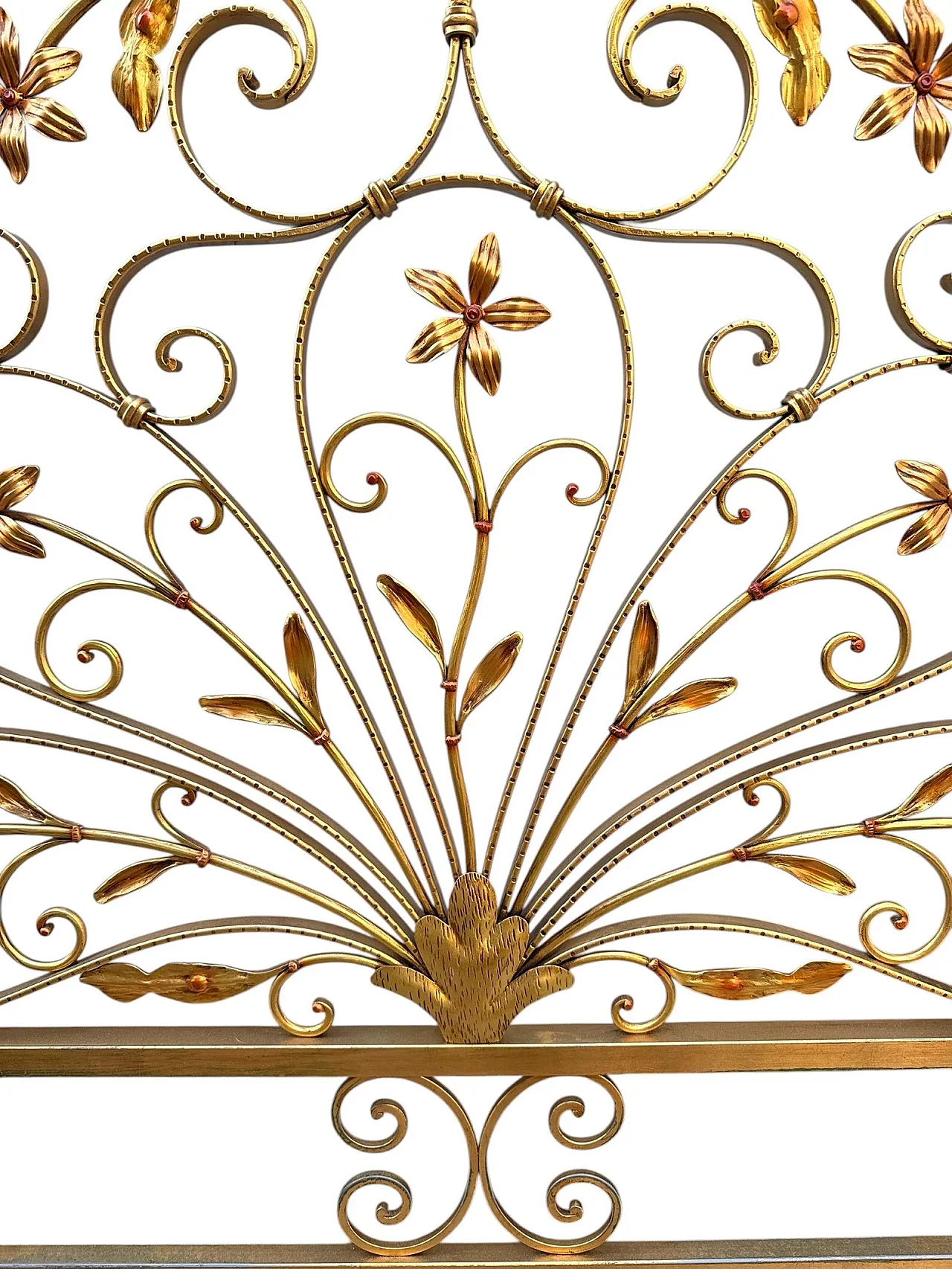 Golden wrought iron double bed, 1950s 2