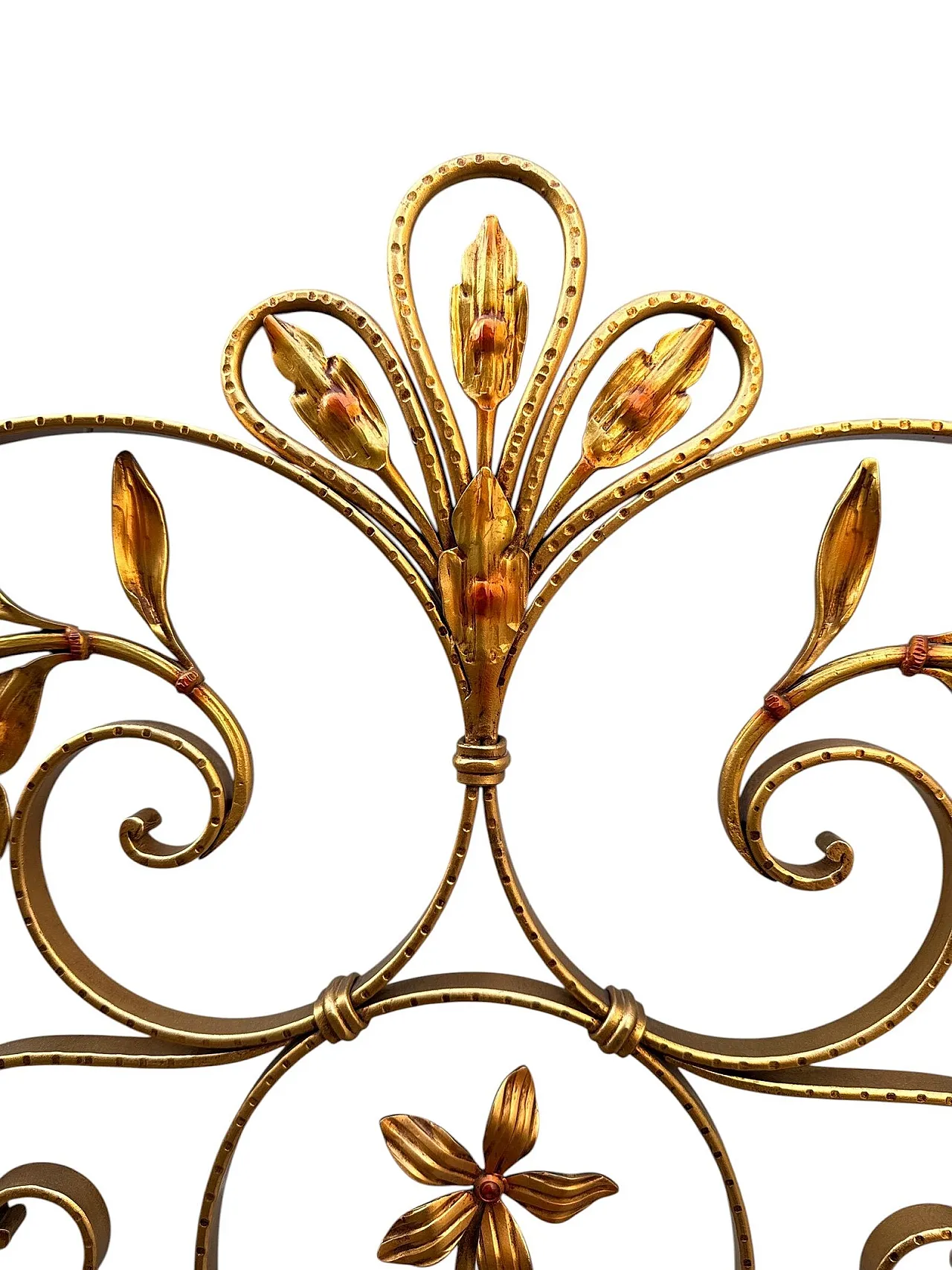 Golden wrought iron double bed, 1950s 3