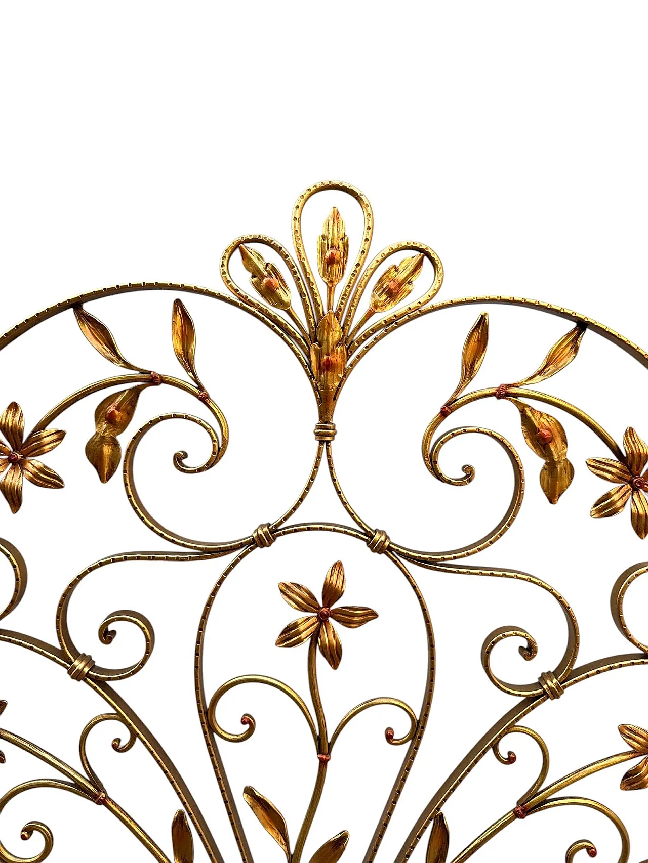 Golden wrought iron double bed, 1950s 4