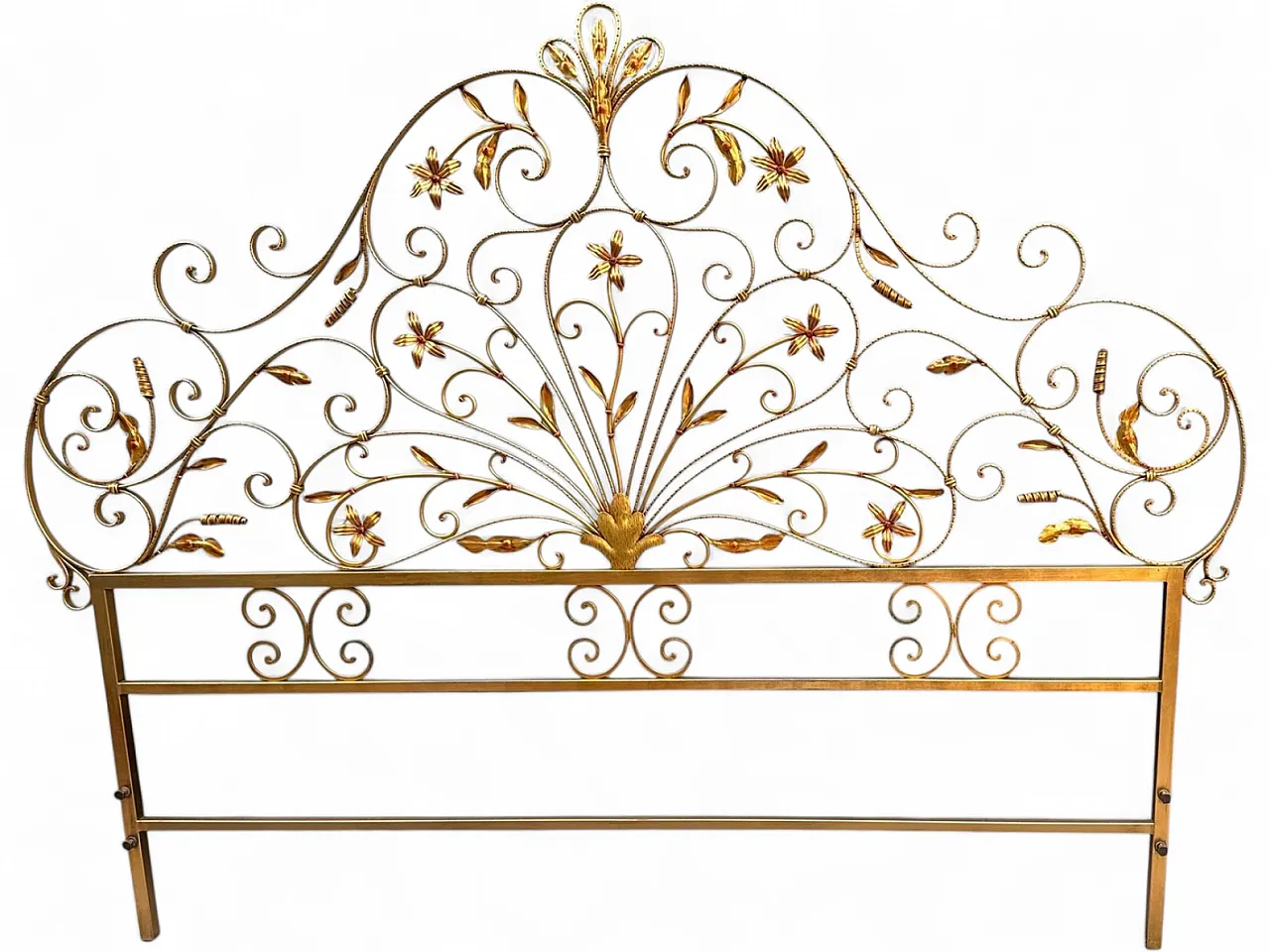 Golden wrought iron double bed, 1950s 11