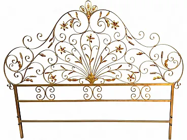 Golden wrought iron double bed, 1950s