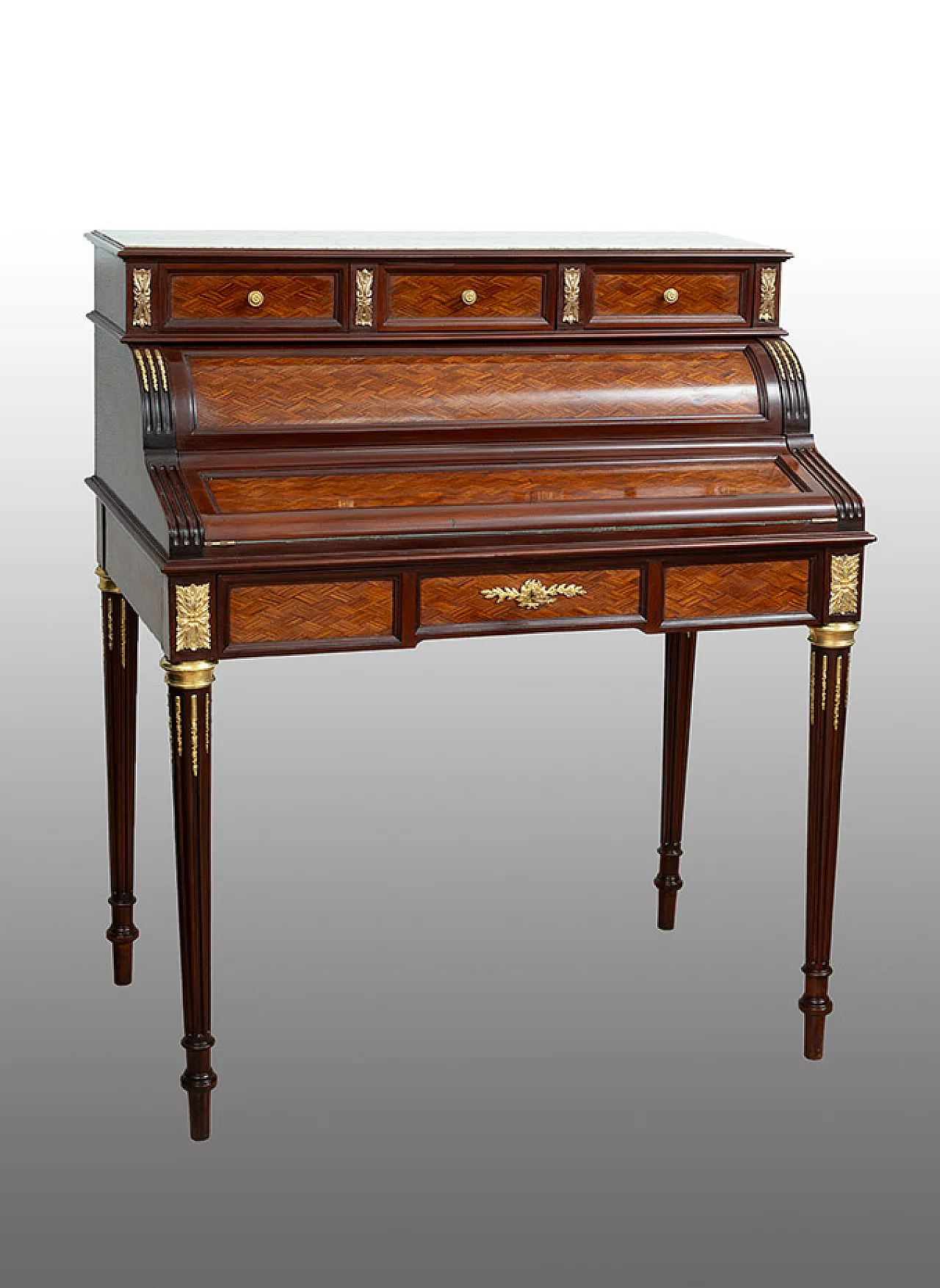Napoleon III roller desk in polychrome wood, 19th century 1