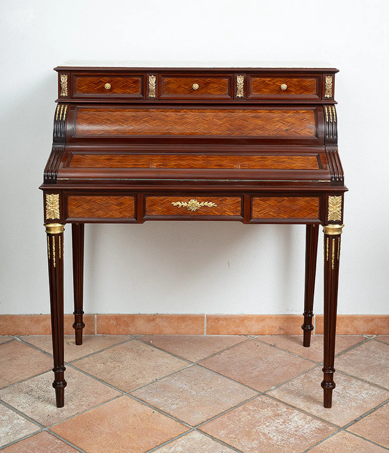 Napoleon III roller desk in polychrome wood, 19th century 2