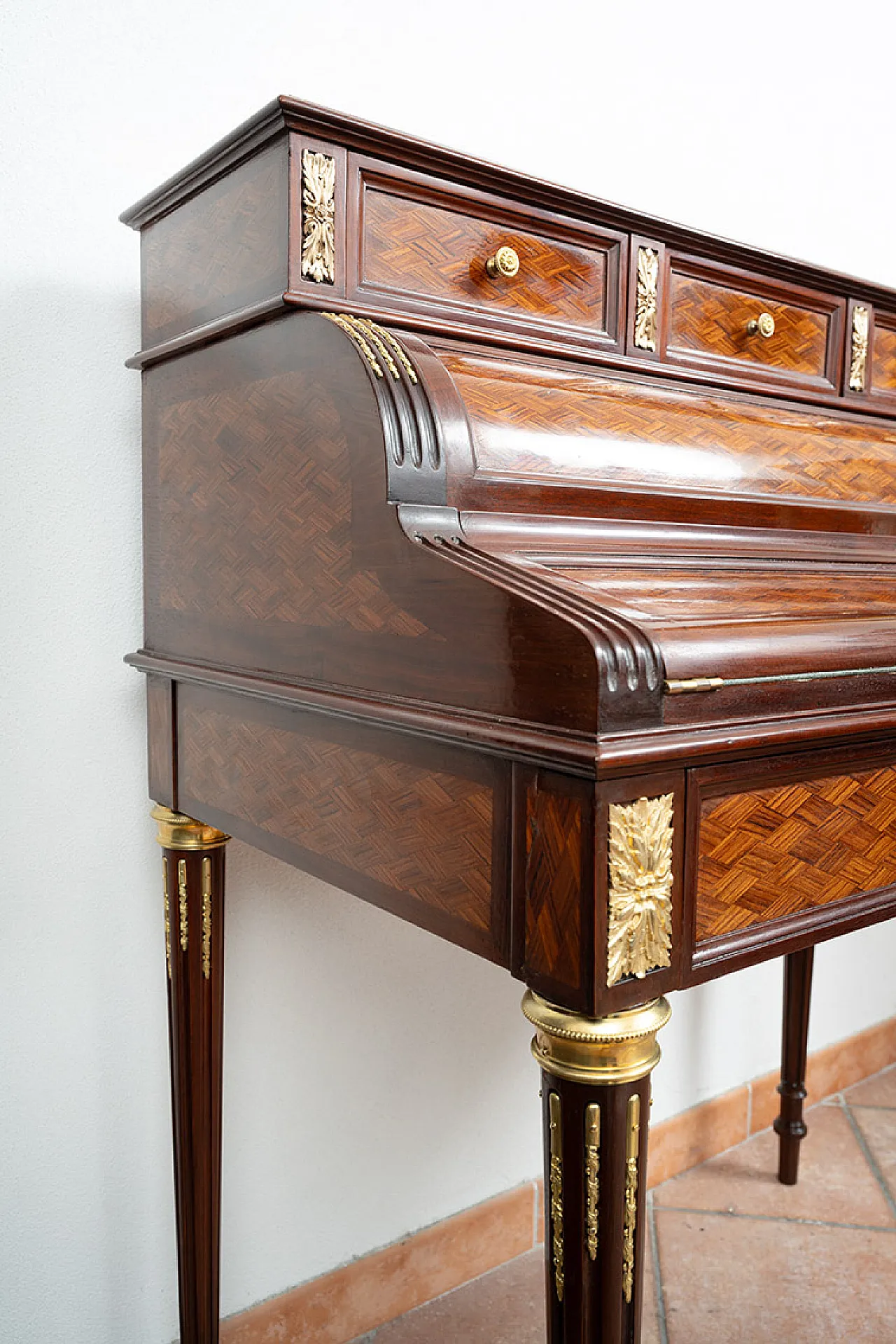 Napoleon III roller desk in polychrome wood, 19th century 7