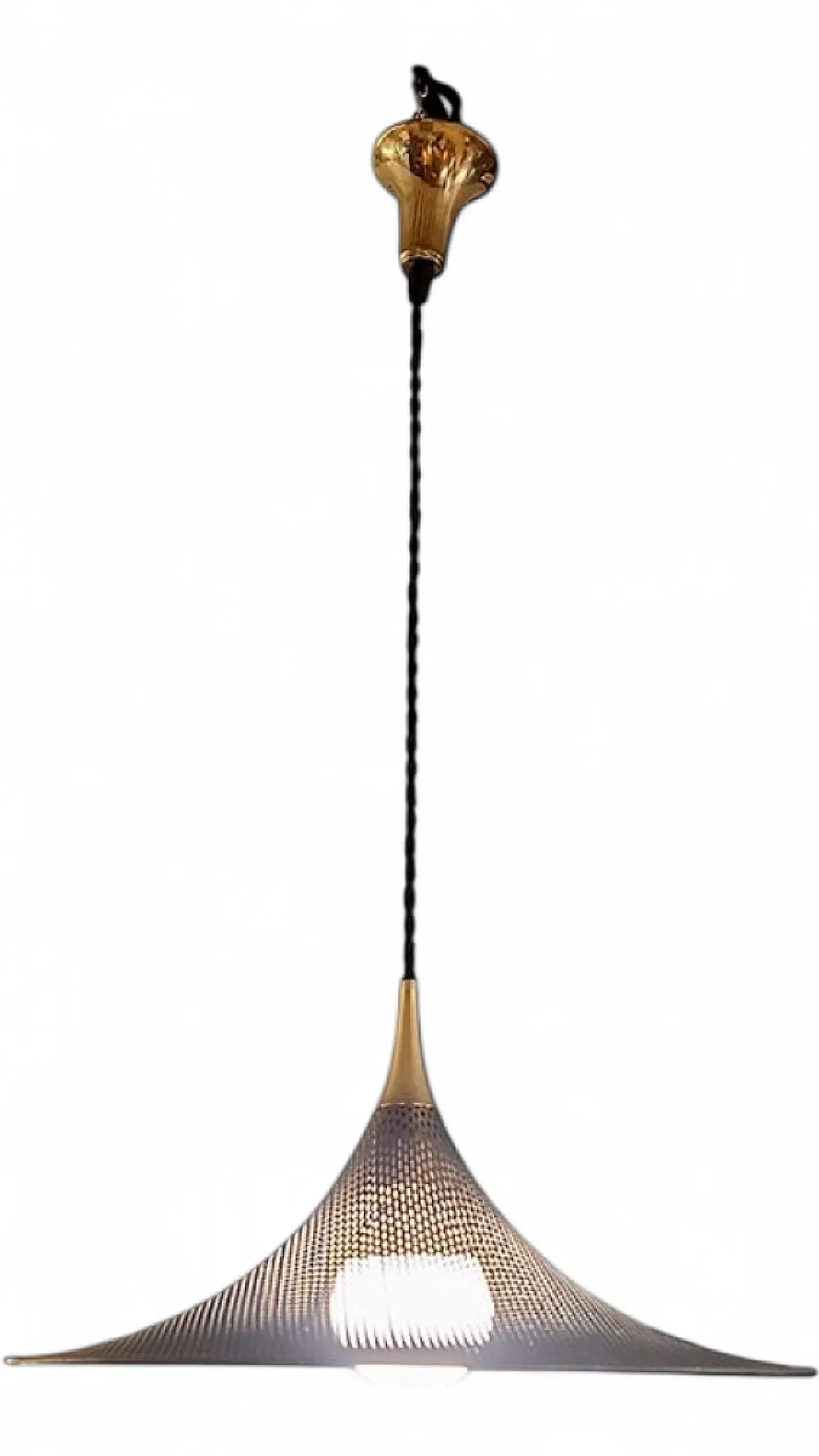 Pendant lamp in pierced brass in the style of Pilastro, 1960s 4