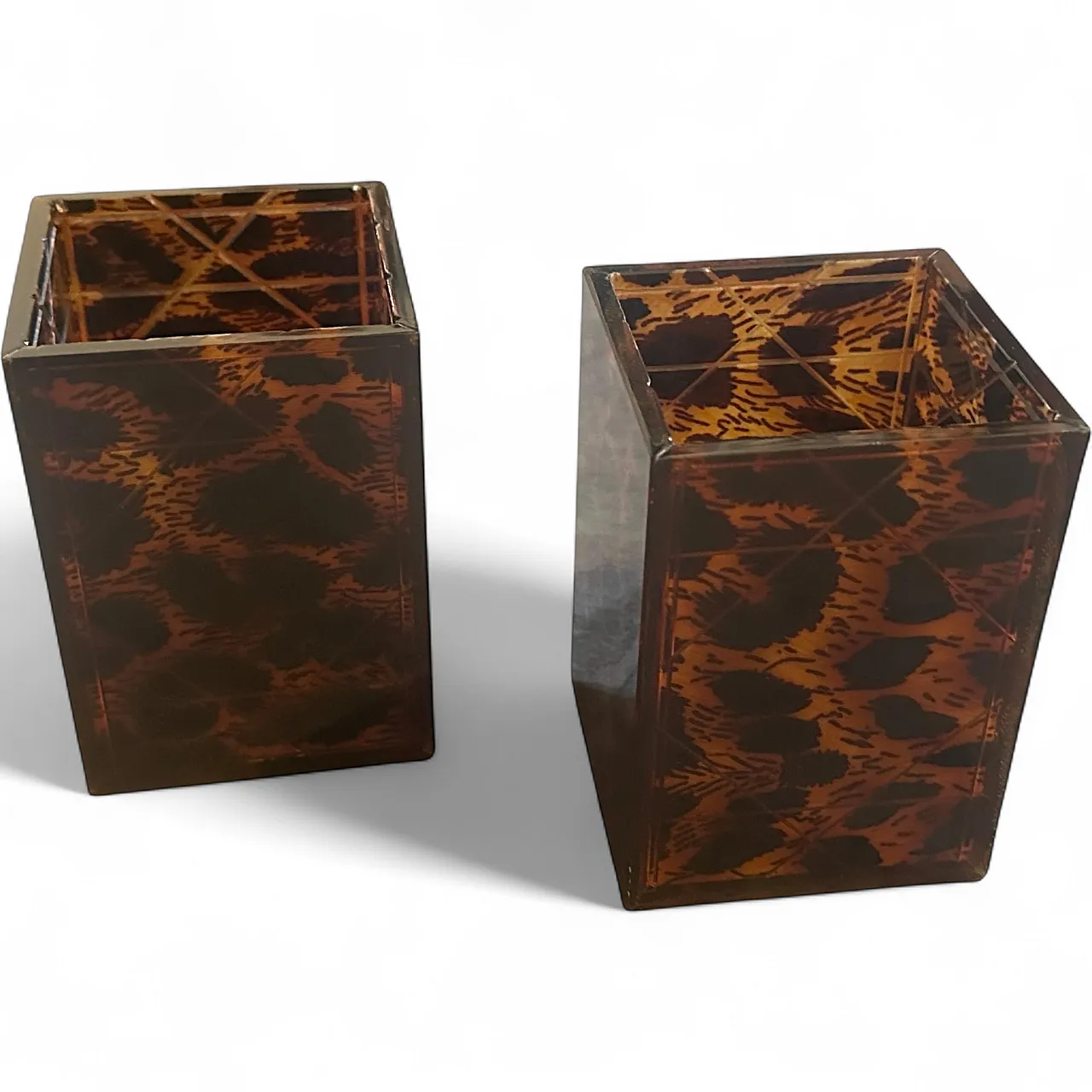Mid-Century Modern faux leopard lucite containers by Dior Home, 1980s 10