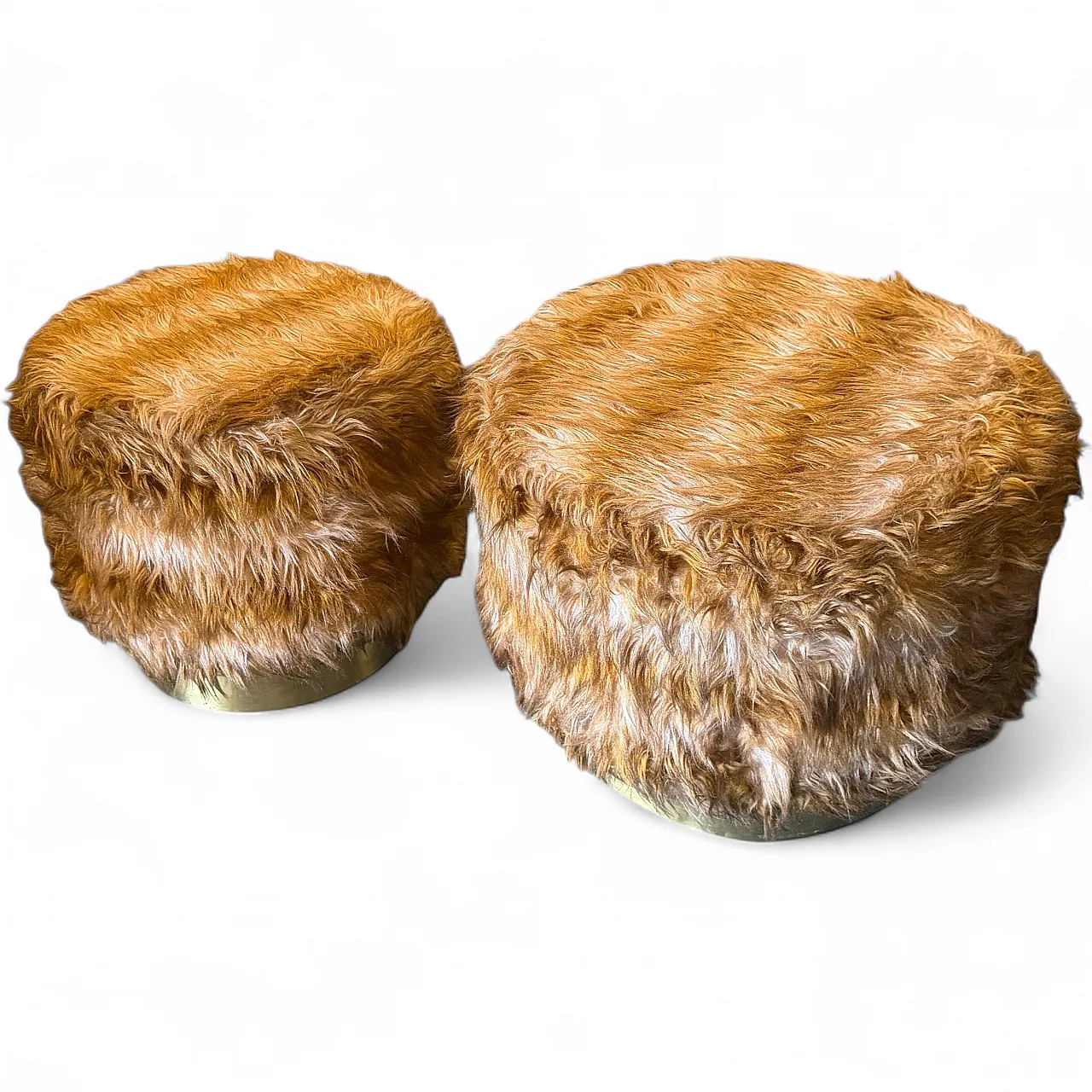 Mid-Century Modern pair of poufs Him and Her, 1970s 18