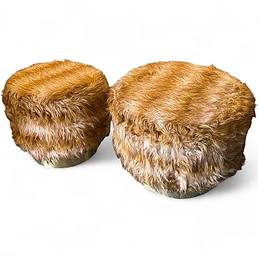 Mid-Century Modern pair of poufs Him and Her, 1970s