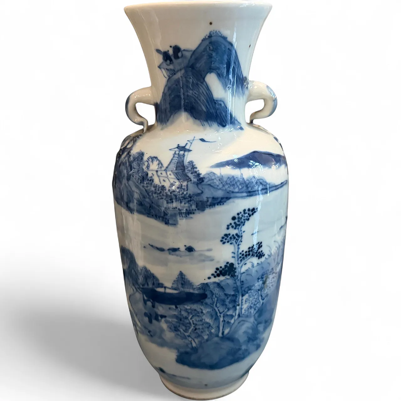 Vaso cinese in ceramica blu e bianca, '900 13