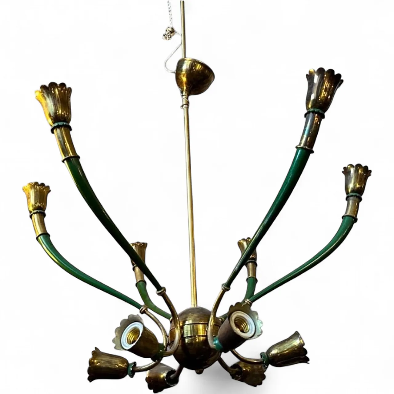 Mid-Century Modern painted metal and brass chandelier, 1960s 12