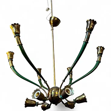 Mid-Century Modern painted metal and brass chandelier, 1960s