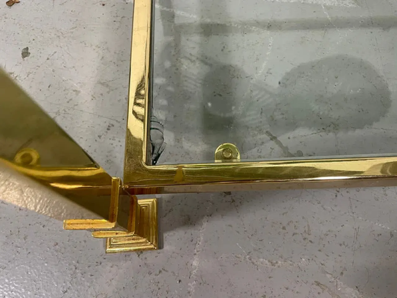 Tavolino in ottone e vetro, anni '70 7