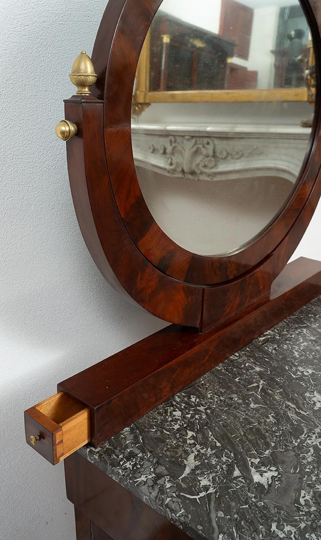 Empire toilet in mahogany feather with elements in bronze,19th century 4