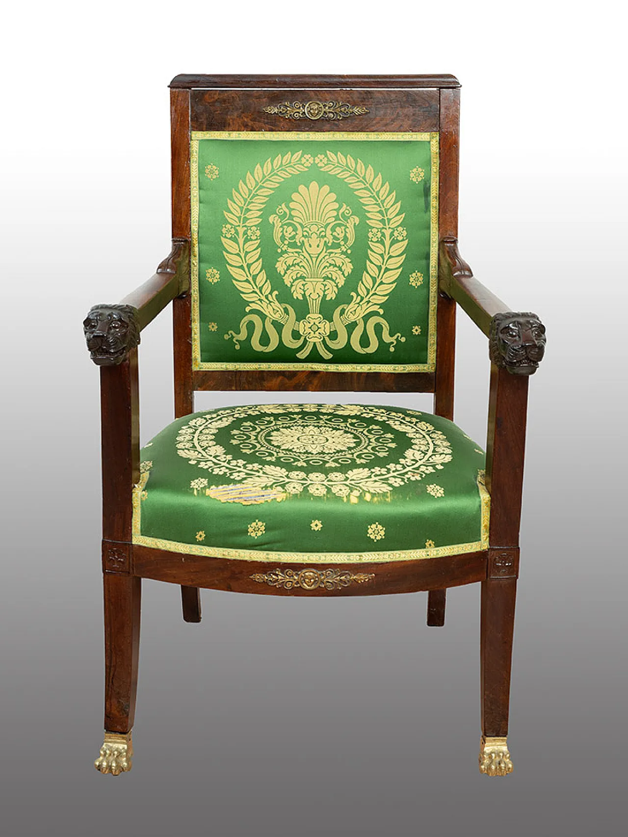 Directoire armchair in solid mahogany, early 19th century 1