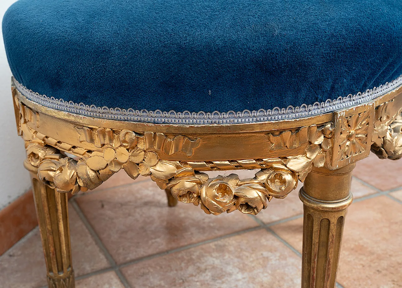 Napoleon III stool in gilded and carved wood, early 20th century 3