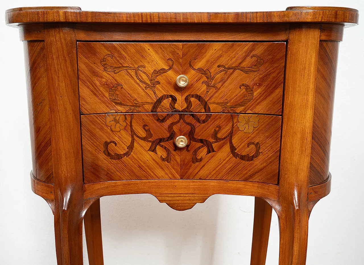 Pair of bedside tables in precious exotic woods, early 20th century 3