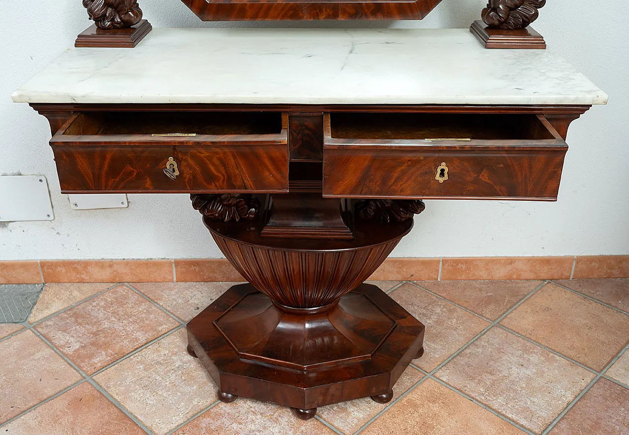 Neapolitan Empire dressing table in mahogany feather, 19th century 4