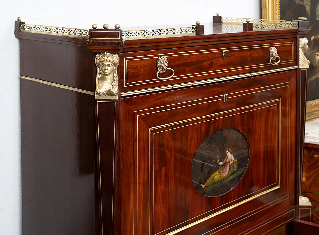 Mahogany feather secretaire with inserts, 19th century 3