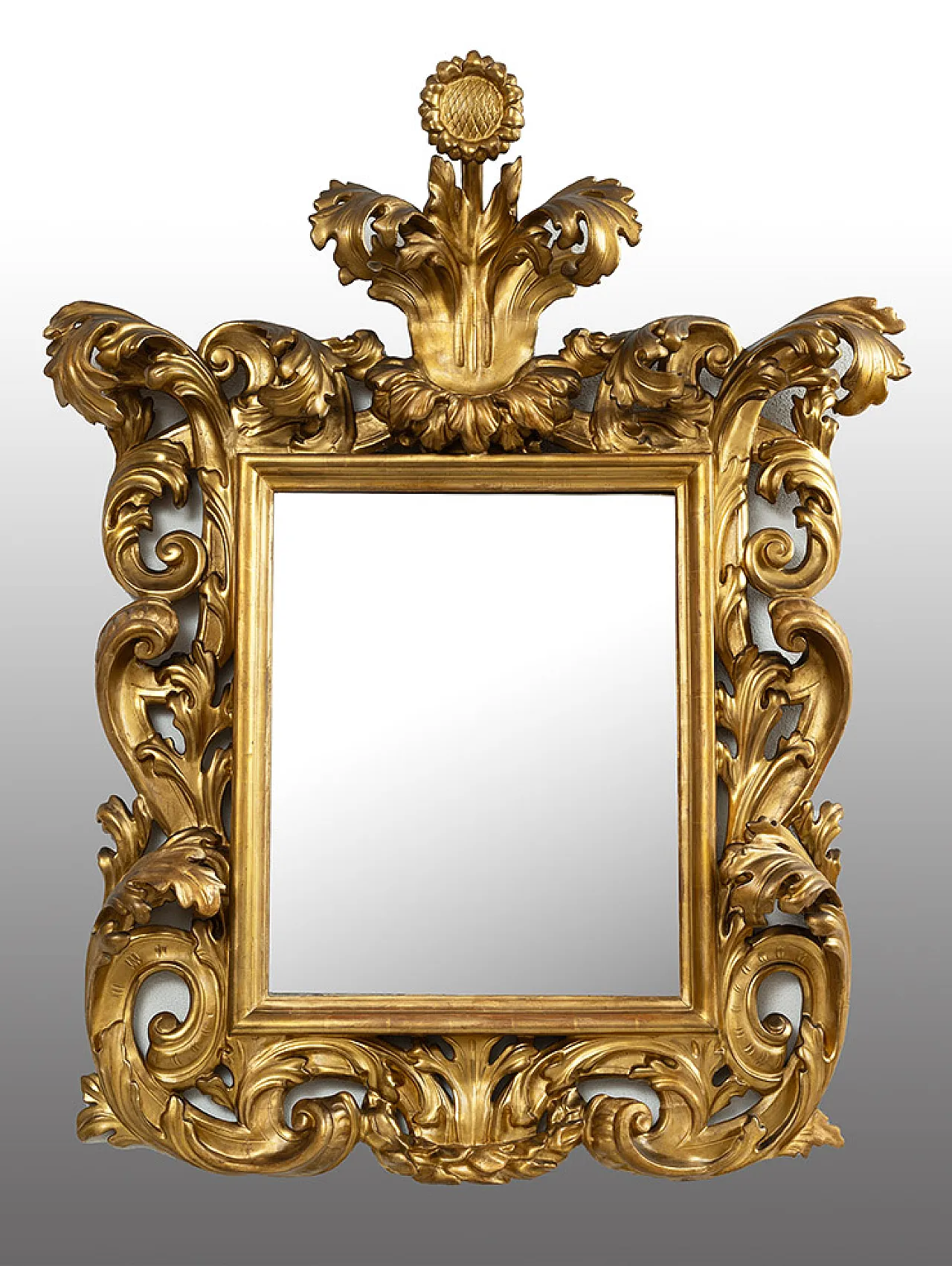 Specchiera a Cartoccio in legno intagliato e dorato, '700 2