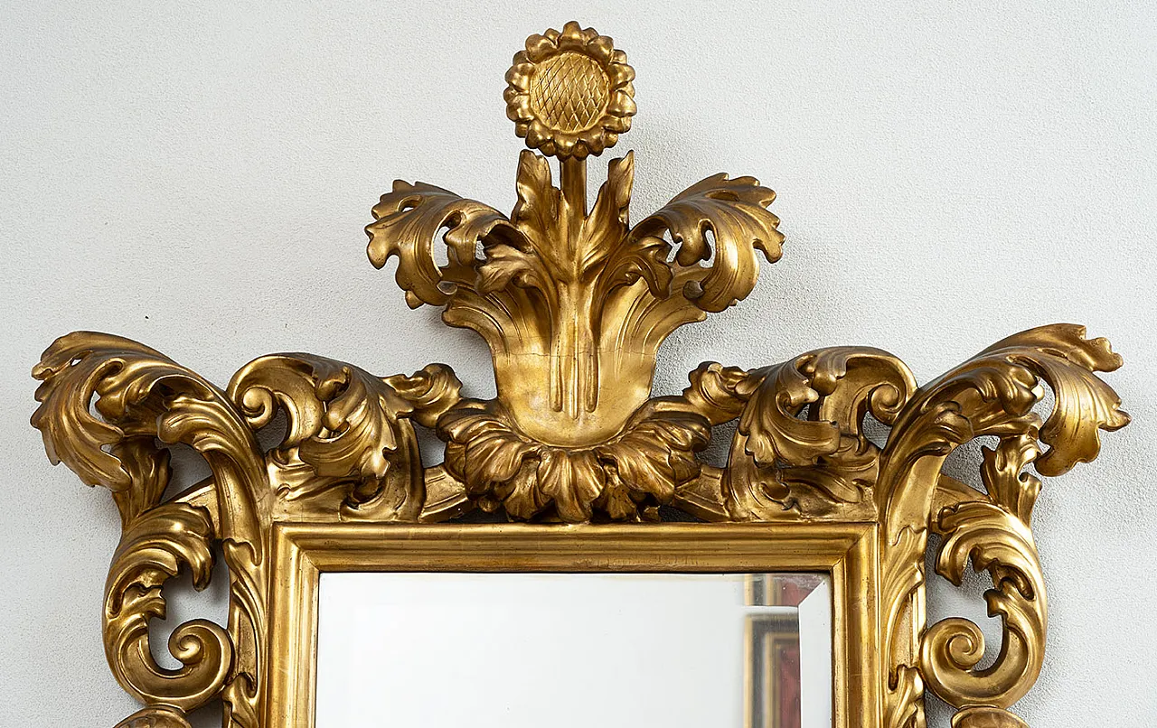 Specchiera a Cartoccio in legno intagliato e dorato, '700 3