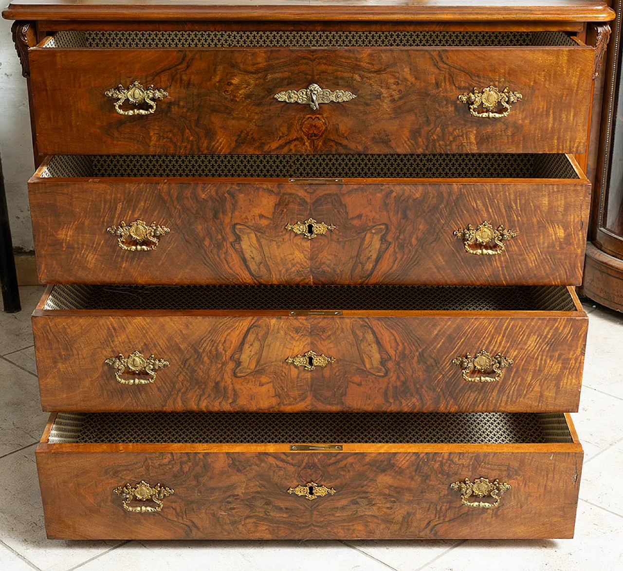 Biedermeier commode in walnut root, late 19th century 3